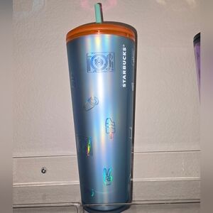 Starbucks Iridescent Tumbler with Orange Lid